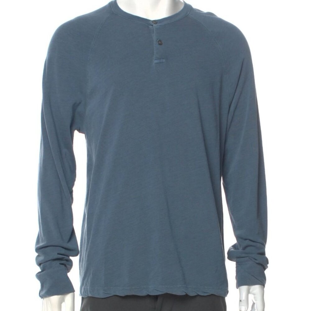 NWT $195 JAMES PERSE Slub Cotton Raglan Long Sleeve Henley 0 S Pullover LS Tee